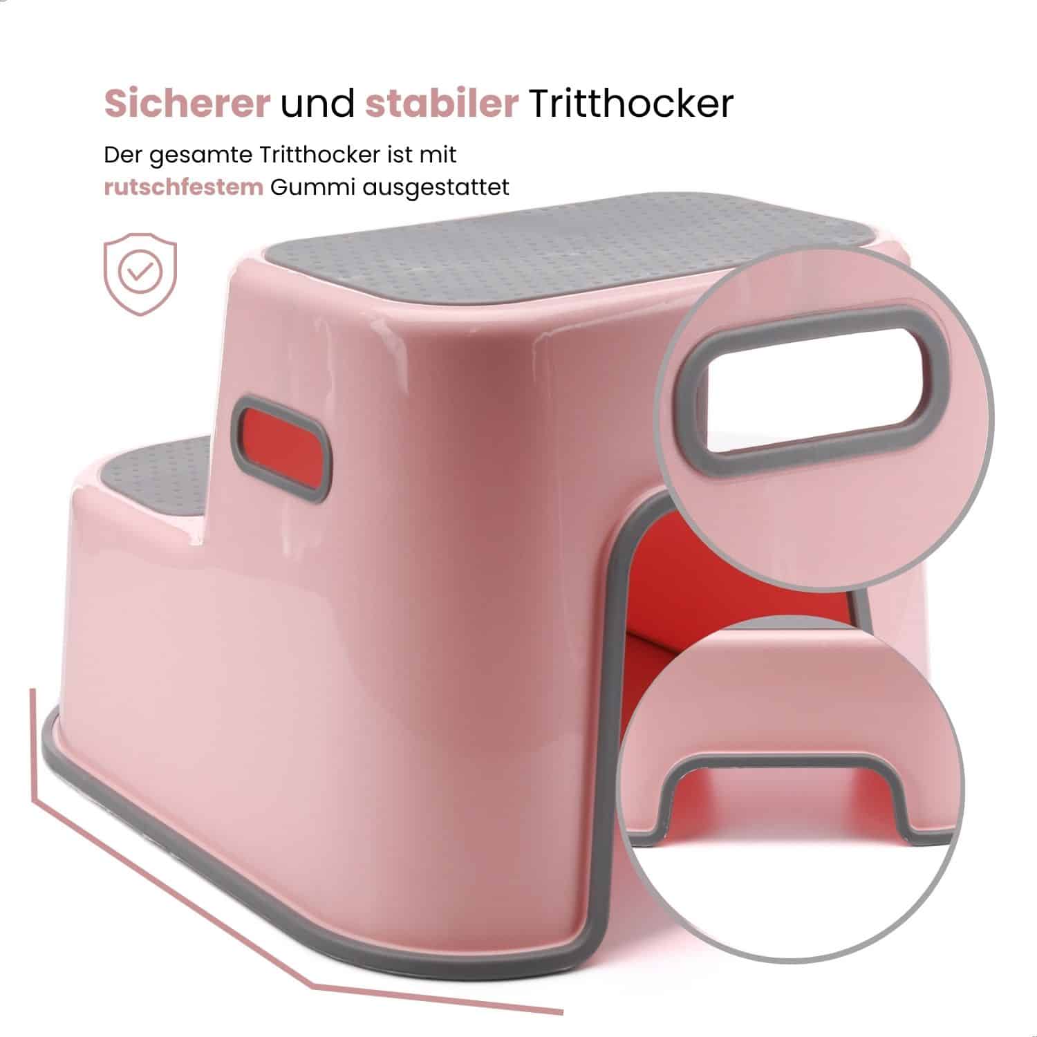 UkkieBoo Tritthocker Rosa - Sicherer und stabiler Kindertritthocker