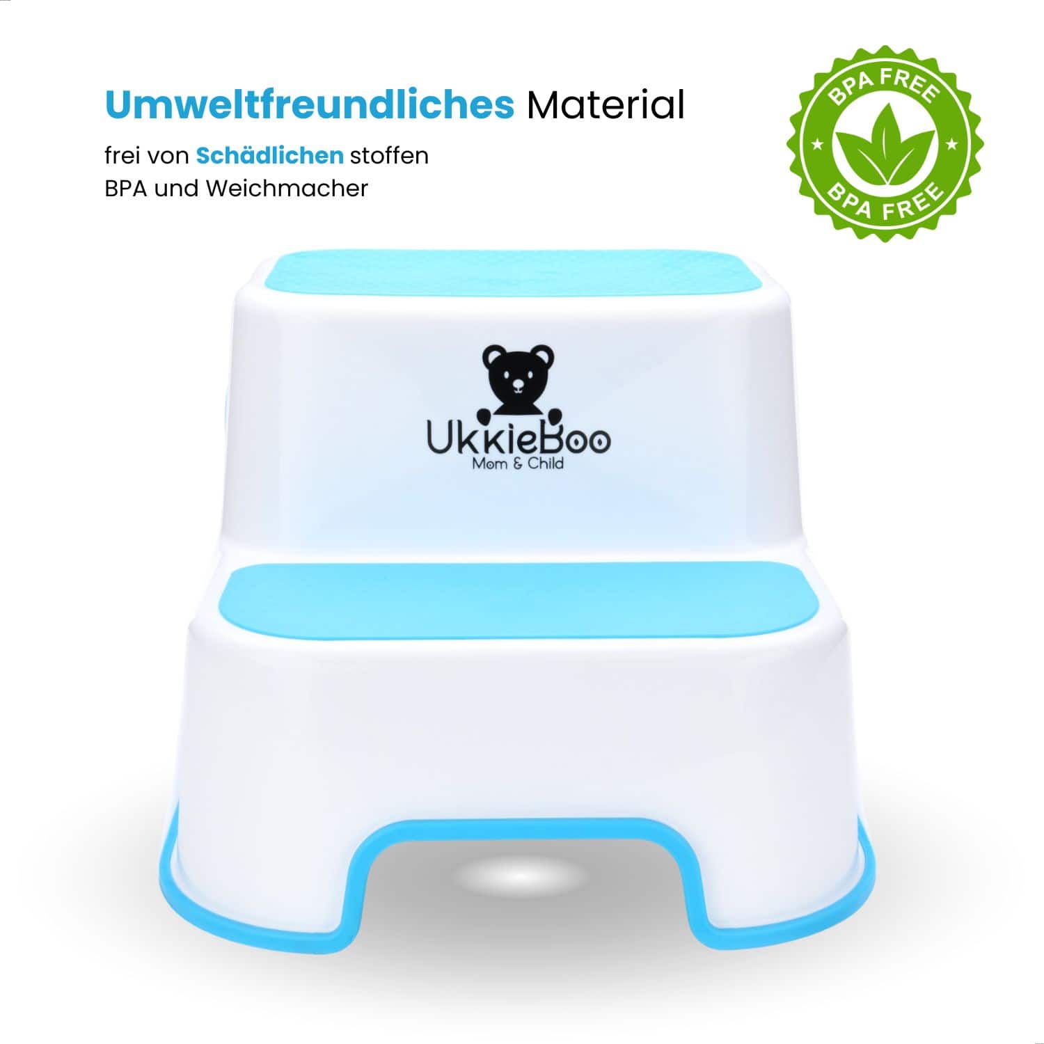 UkkieBoo Tritthocker Blau - Umweltfreundliches, schadstofffreies Material